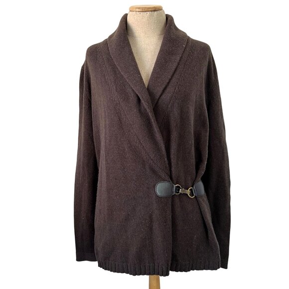 Gerard Darel Women's Size 4 Shawl Collar Cardigan Sweater Brown Wool - Picture 13 of 13